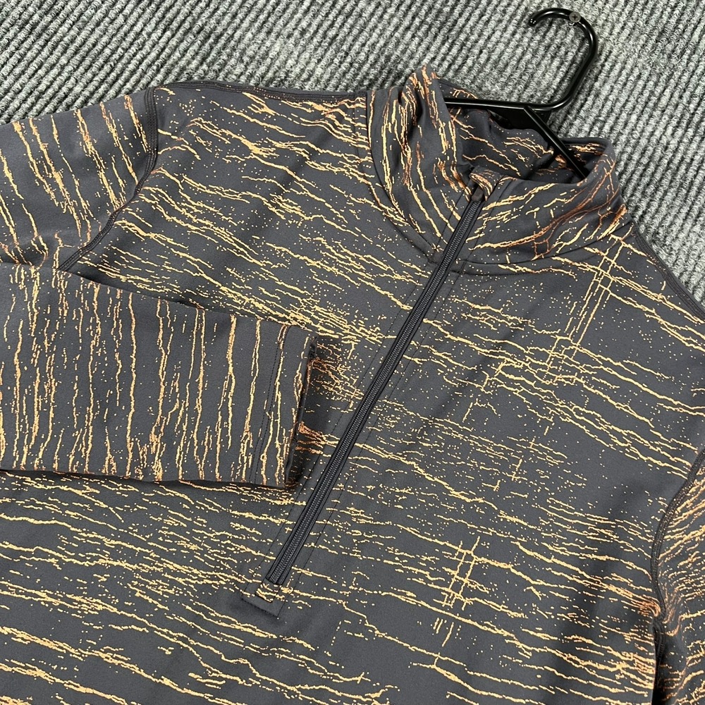 Nike Pullover Shirt Womens XL Blue Gold Metallic Long Sleeve 1/4 Zip Mock DriFit